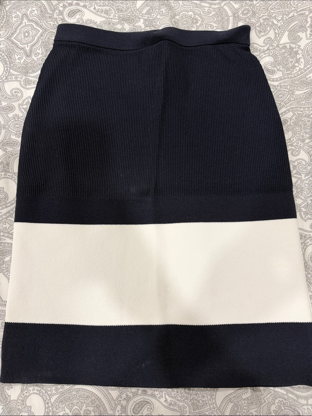 Michael Kors Navy and White Colorblock Pencil Skirt